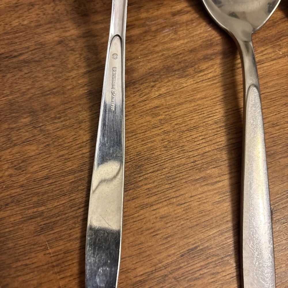 Gorham Stainless AUTUMN MIST Satin Glossy Tip - Serving Spoons -‎ Set Of 3